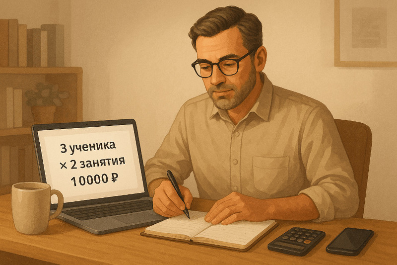 Через 3–6 месяцев, когда появятся постоянные ученики и первые отзывы, можно повысить ставку на 10–15%